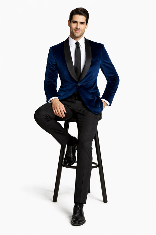 Mens Navy Blue Dinner Jacket Velvet tuxedo