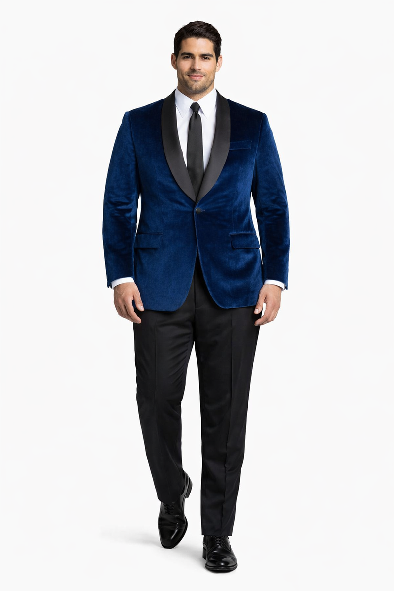 Mens Navy Blue Dinner Jacket Velvet tuxedo