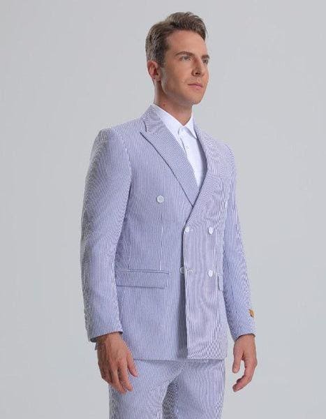 Mix and Match Suits Men's Suit Separates Wool Fabric Dark Navy Blue Pinstripe By Alberto Nardoni Brand