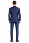 Mens Navy Blue Shiny Finish 3-Piece Suit Set Premium Tailored Fit Formal Wedding and Party Sateen Slim Fitted Suit