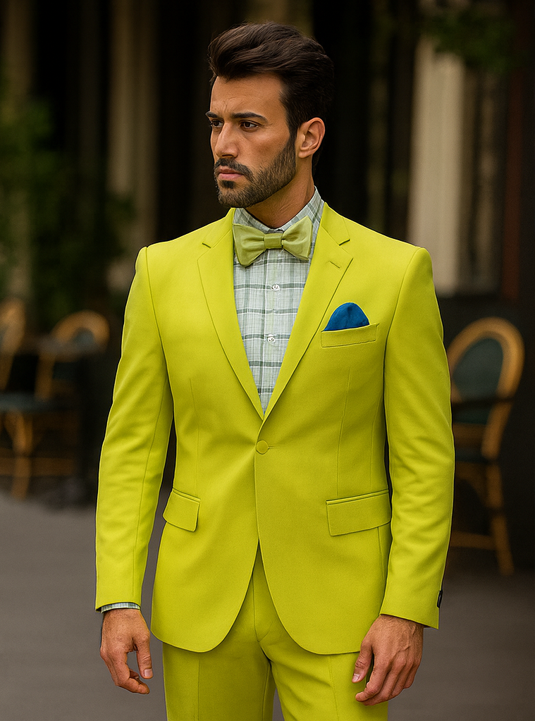 Men's Neon Green - Light Green / Light Green > Quality Suit Jacket + Pants