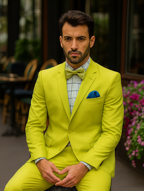 Men's Neon Green - Light Green / Light Green > Quality Suit Jacket + Pants