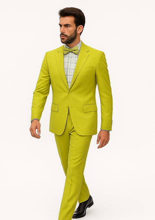 Men's Neon Green - Light Green / Light Green > Quality Suit Jacket + Pants