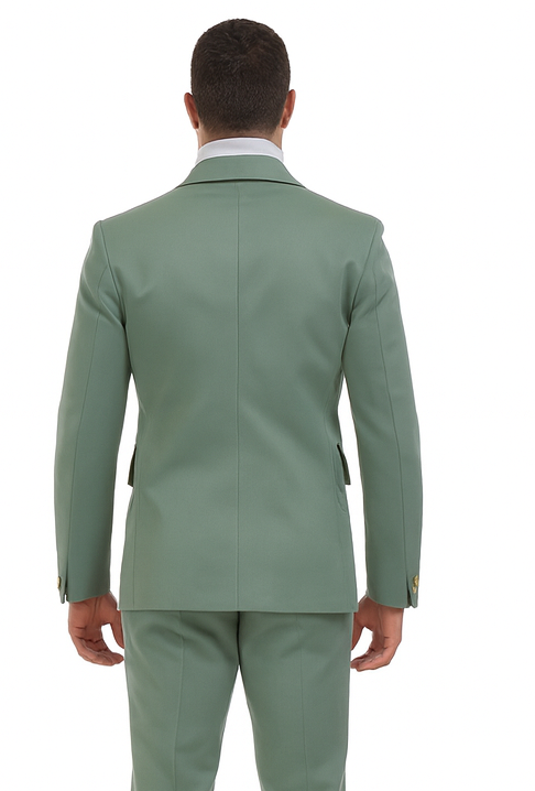 Mens Olive Green Safari Suit Set with Utility Jacket and Adjustable Waist Pants