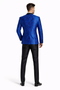 Men's One Button Slim Fit Shiny Paisley Royal Blue Prom Tuxedo