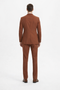 Mens Orangish Rust Brown Three-Piece Suit Slim Fit Jacket, Vest and Tailored Pants in Brick Color