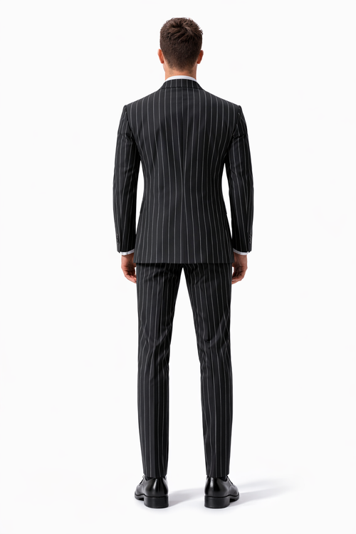 Mens Pimp Suit -Gangster Suit - Mobster Suit - Mafia Suit For Mens Vested Gangster Pinstripe Suit in Black & White
