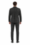 Mens Plaid Suits - Windowpane Pattern With Vest -Business Suit Black