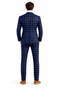Mens Plaid Suits - Windowpane Pattern With Vest -Business Suit Navy