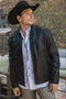 Mens Platini Western Leather Jacket - Vintage Cowboy Style in Color Black