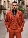 Luxury Men’s Red Suit with Vest – Modern Formal Attire