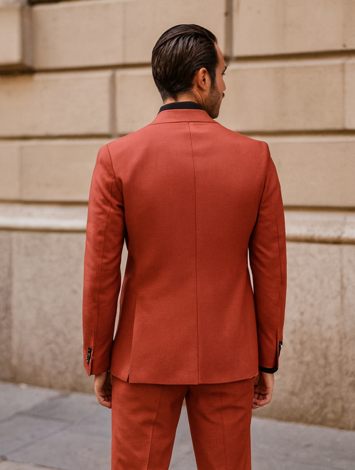 Luxury Men’s Red Suit with Vest – Modern Formal Attire