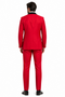Men's Red Double-Breasted Wedding Tuxedo with Black Velvet Lapel and Gold Buttons - Christmas New Year Suit