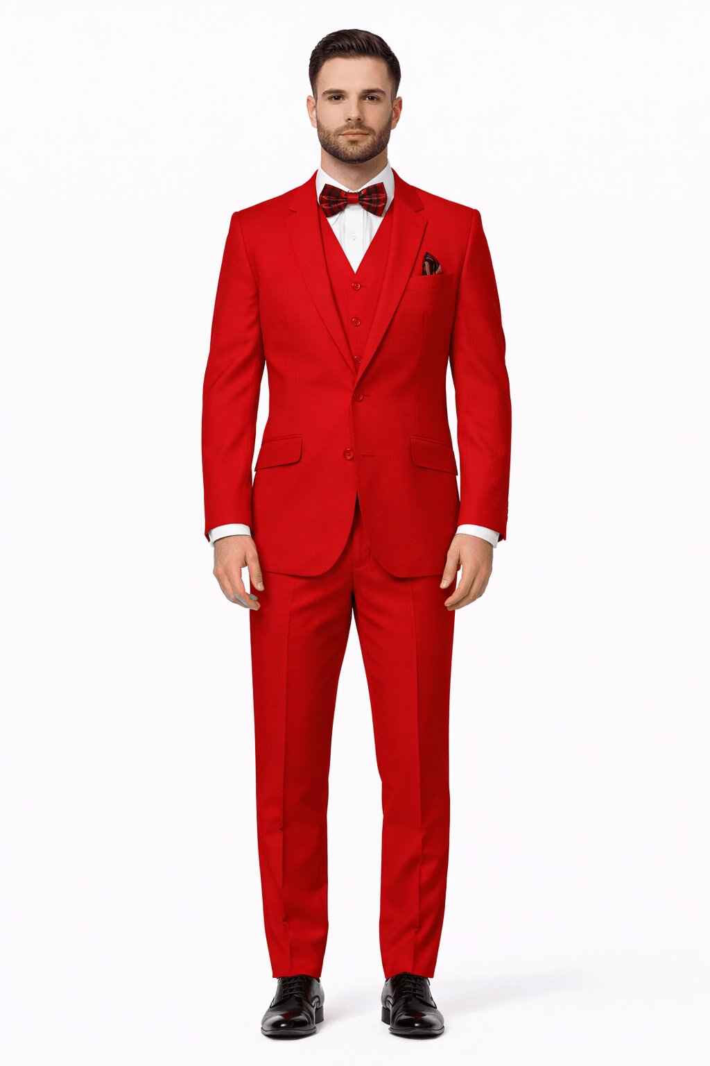 Mens 2 Button Modern Fit 3-Piece Suit in Red – Vested Formal Suit
