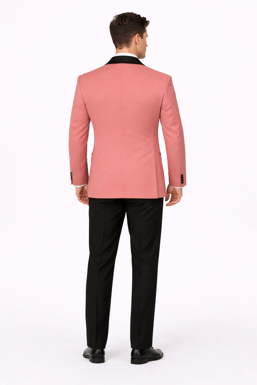 Mens Rose Gold - Pink Velvet Tuxedo Suit - Blazer - Velvet Sport Coat + Black Pants