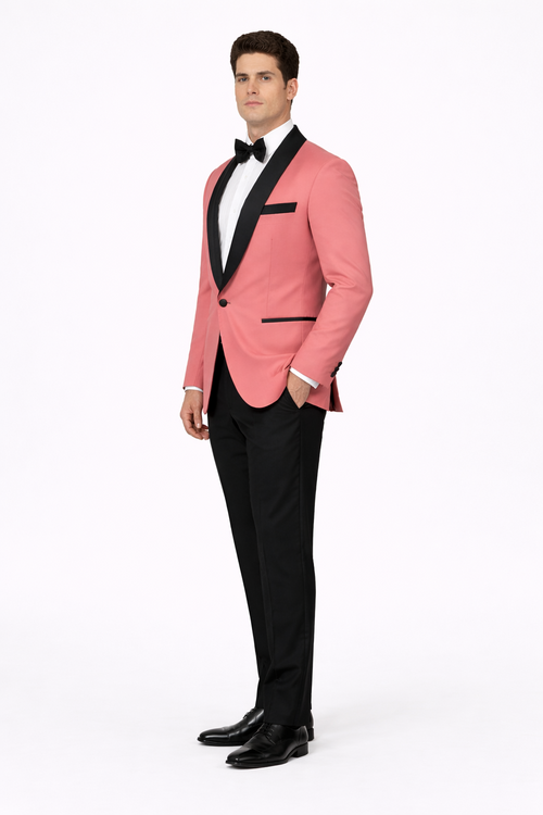Mens Rose Gold - Pink Velvet Tuxedo Suit - Blazer - Velvet Sport Coat + Black Pants