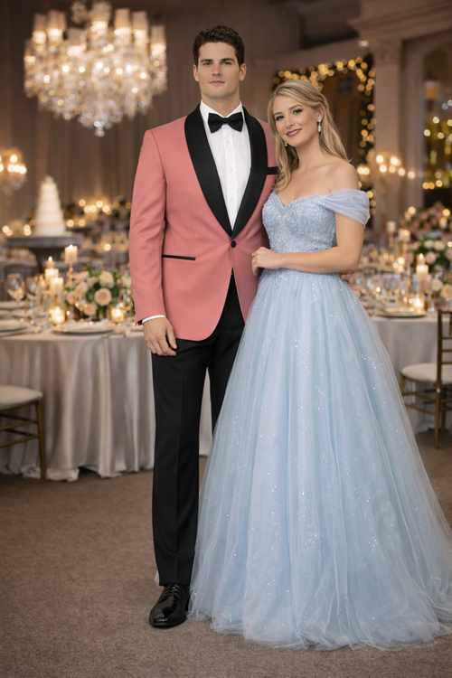 Mens Rose Gold - Pink Velvet Tuxedo Suit - Blazer - Velvet Sport Coat + Black Pants