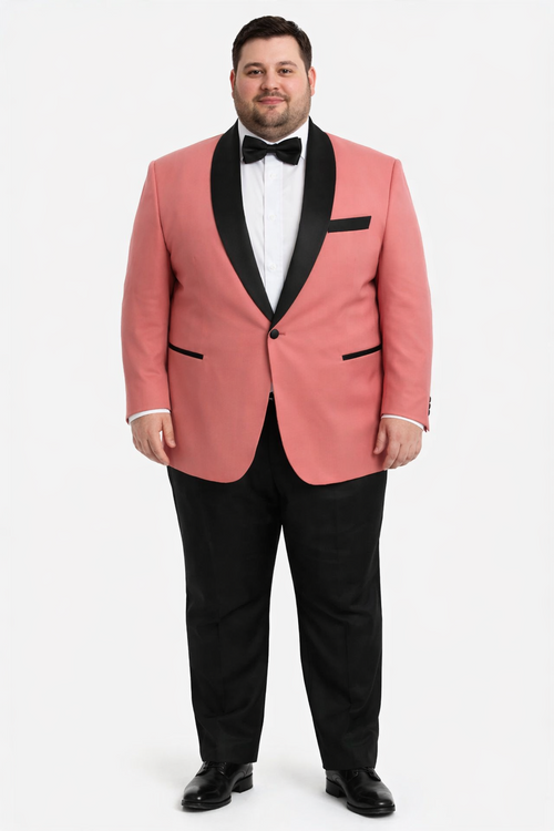 Mens Rose Gold - Pink Velvet Tuxedo Suit - Blazer - Velvet Sport Coat + Black Pants
