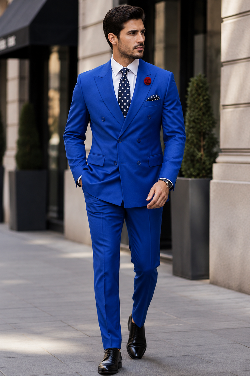 Men's Royal Blue Double Breasted Suits Dress Suits for Men Jacket & Pants