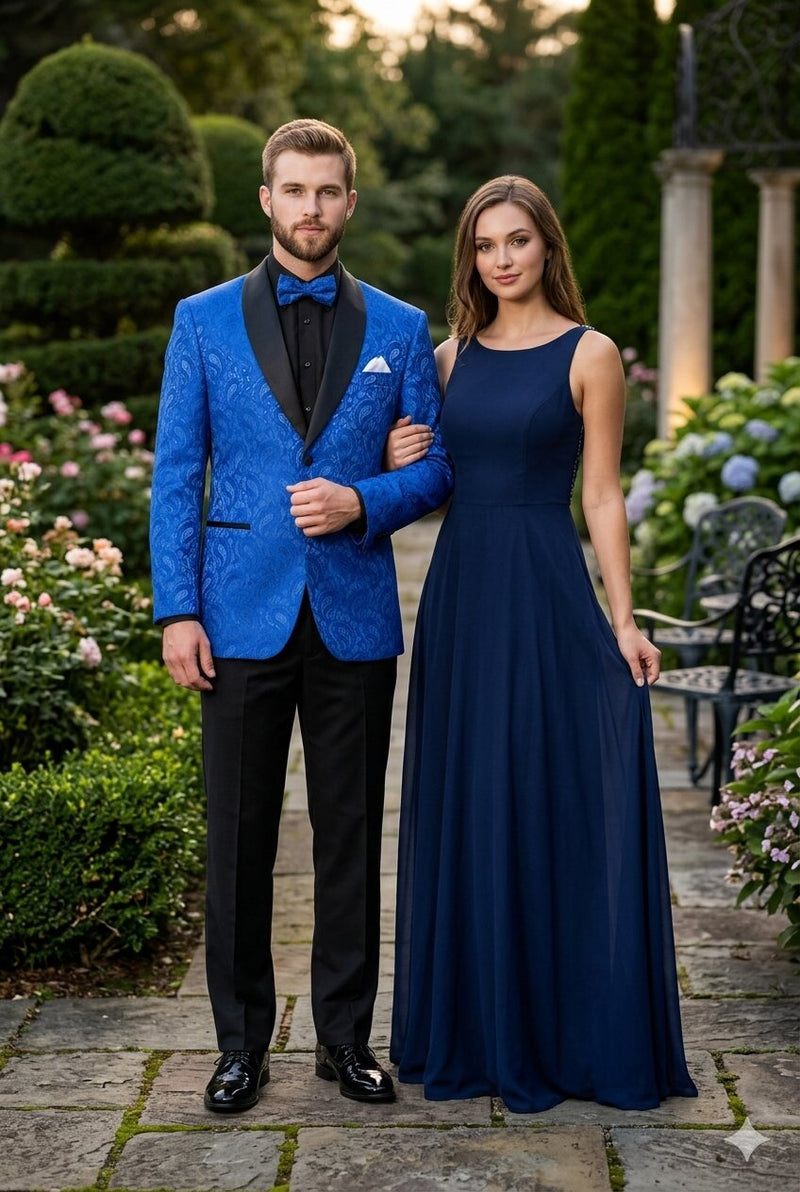 Mens Blazer - Paisley Sport Coat - Royal Prom 2026 Tuxedo Dinner Jacket Blazer