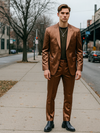 Mens Satin Suit -  Shiny Rust Copper Suit - Prom Suit