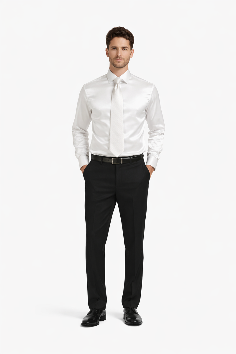 Mens Shiny Satin Dress Shirt