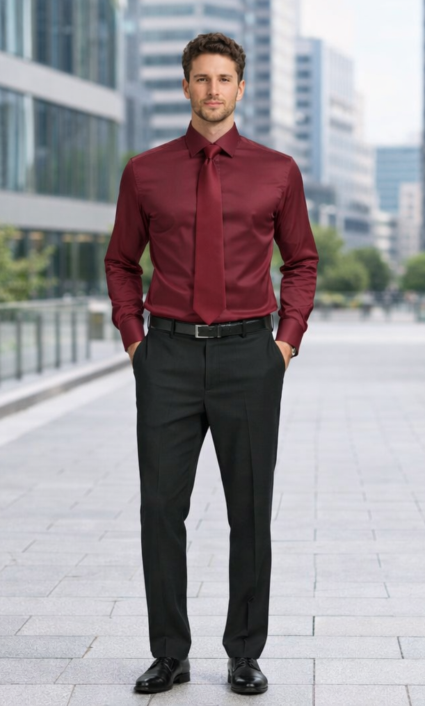 Mens Shiny Satin Dress Shirt