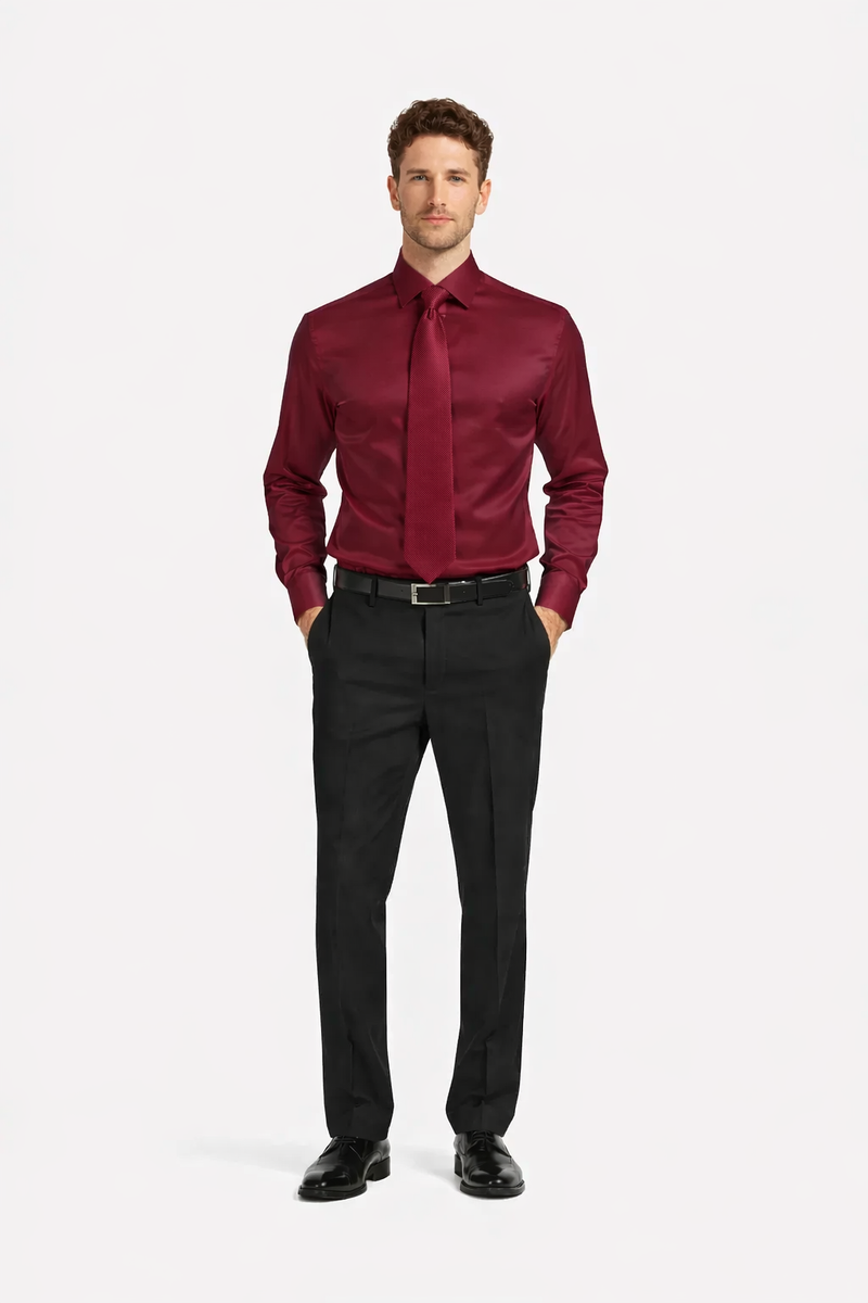 Mens Shiny Satin Dress Shirt