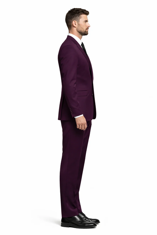 Mens Slim Fit Plum Suit