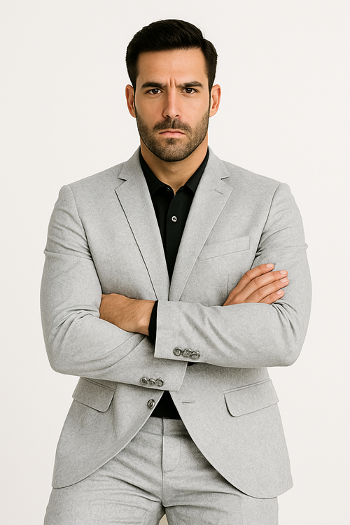 Mens Slim Fit Shiny Paisley Prom & Silver Grey Wedding Suit