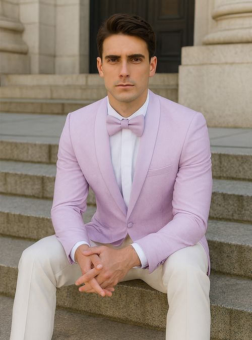 Men's Slim Fit Wedding & Prom Tonal Paisley Tuxedo Lavender Jacket