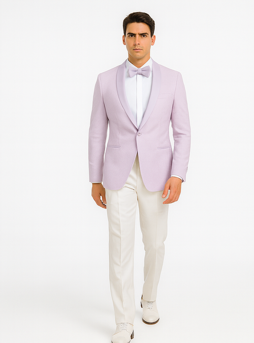 Men's Slim Fit Wedding & Prom Tonal Paisley Tuxedo Lavender Jacket