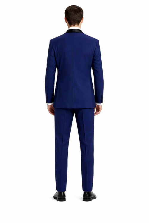 Men’s Stacy Adams Designer Suit – Vested One-Button Shawl Lapel in Indigo Blue