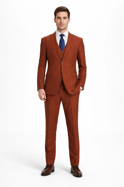 Mens Stacy Adams Suit - Stacy Adams Suit Men's Designer Suit - Two Button Vested in Brown