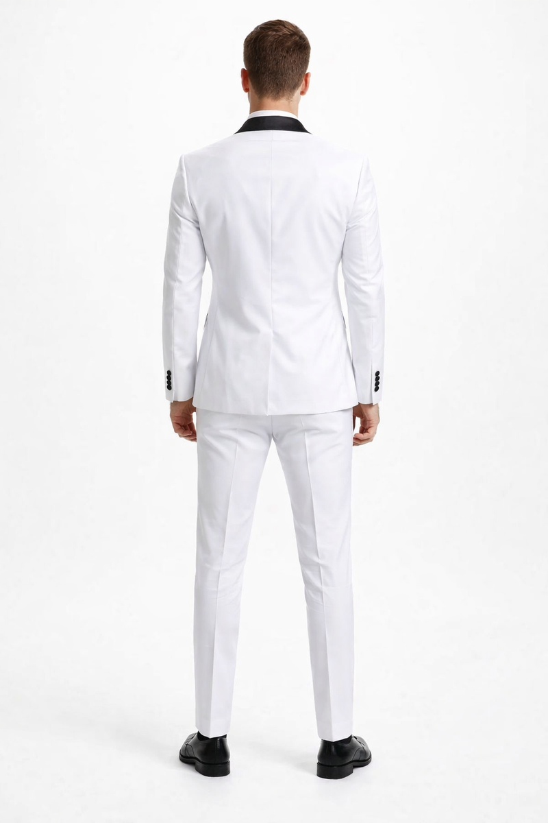 Mens Stacy Adams Suit - Stacy Adams Suit Men's Designer Tuxedo - Vested One Button Shawl Lapel in White