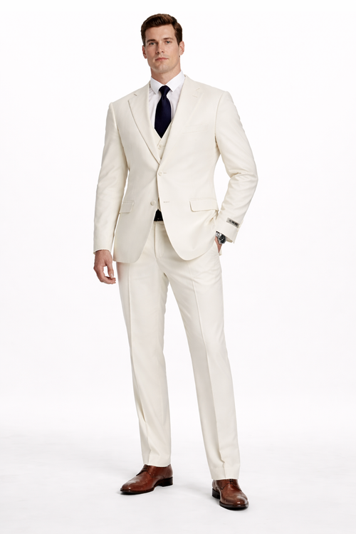 Mens Stacy Adams Suit - Stacy Adams Suit Men's Ivory Two Button Vested Designer Suit