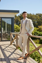 Mens Tan Tuxedo - Beige Suit "Flare" Ecru 1-Button Peak Tuxedo (4-Piece Set)