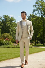 Mens Tan Tuxedo - Beige Suit "Flare" Ecru 1-Button Peak Tuxedo (4-Piece Set)