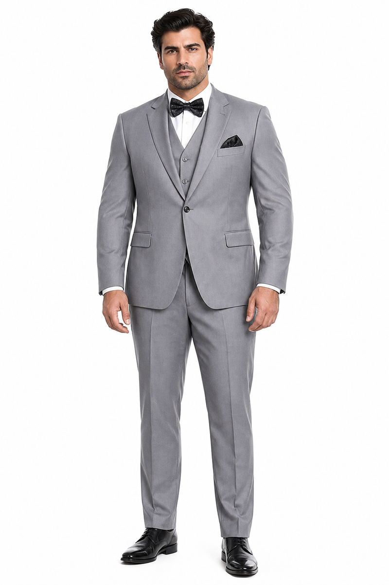 Mens Urban Suits - 100% Wool Suit - Single Button Double Breasted Vest Pleated Pants