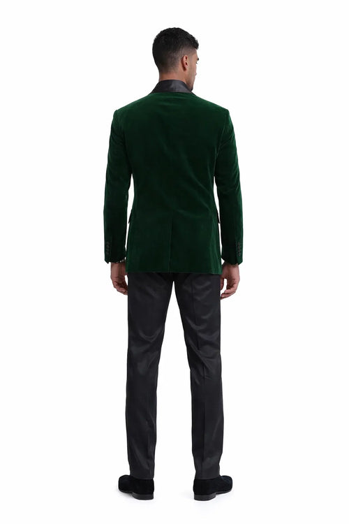Mens Velvet Shawl Tuxedo Dinner Jacket in Hunter Green