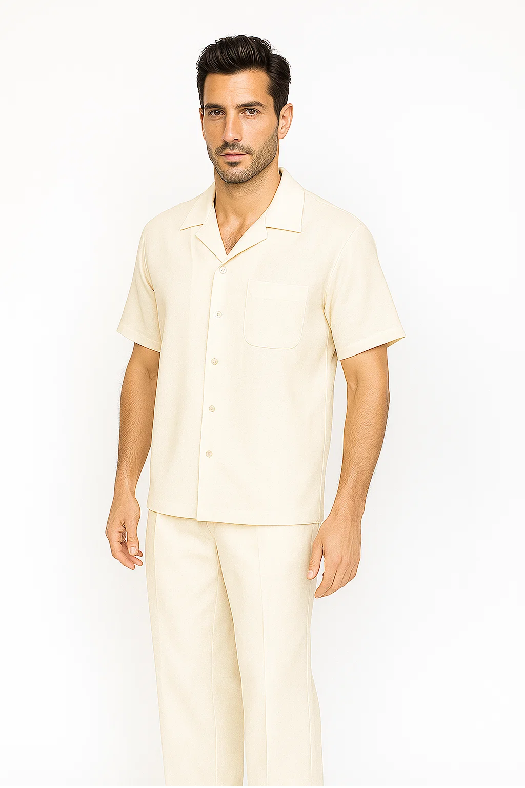 Mens Walking Suit in Color Cream Leisure Suit Casual Matching Shirt and Pants $99 Mens Walking Suit in Color Cream Leisure Suit Casual Matching Shirt and Pants $99