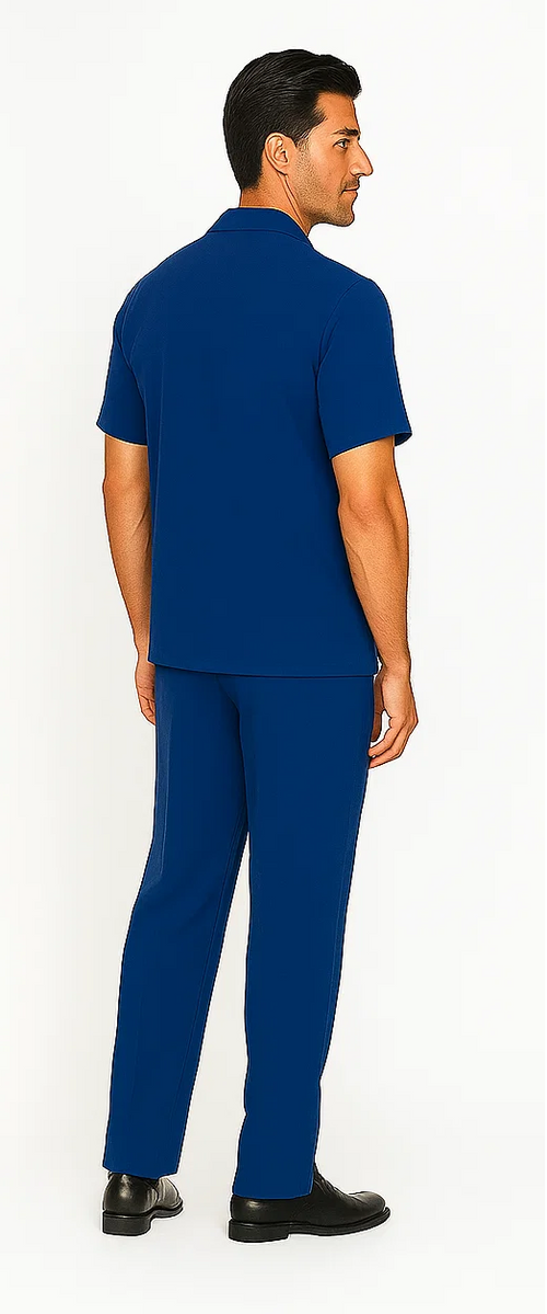 Mens Walking Suit in Color Royal Blue Leisure Suit Casual Matching Shirt and Pants $99