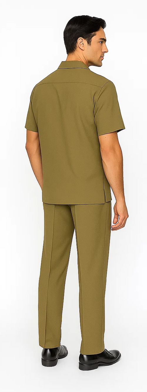 Mens Walking Suit in Color Safari Leisure Suit Casual Matching Shirt and Pants $99
