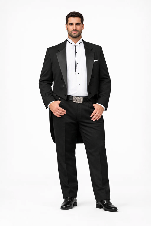Mens Classic Western Cowboy Tail Tuxedo in Black