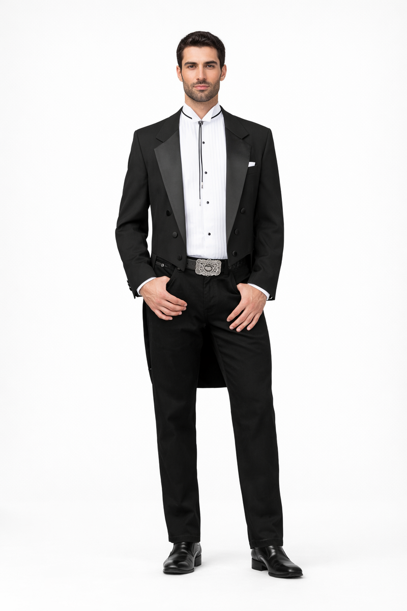 Mens Classic Western Cowboy Tail Tuxedo in Black