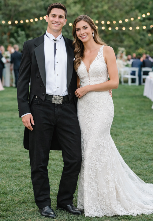 Mens Westem Cowboy Tail Tuxedo in Black