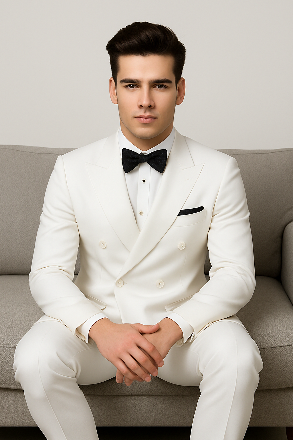 Mens Colonel Sanders White Double Breasted Suit Chest Pocket Costume