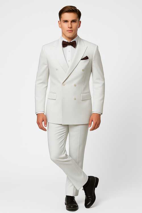 Mens Colonel Sanders White Double Breasted Suit Chest Pocket Costume