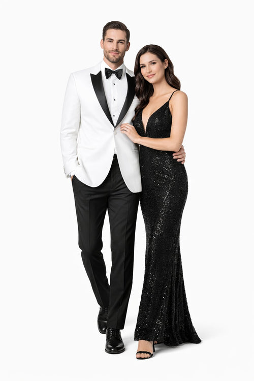 Mens Designer Franklin Wedding - Prom Tuxedo in White