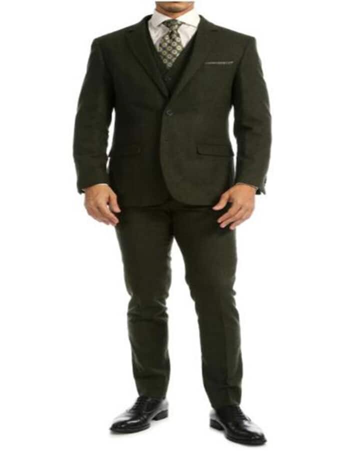 Green Tweed Suit - Green Herringbone Fabric Tweed Suit - Vintage English Suit